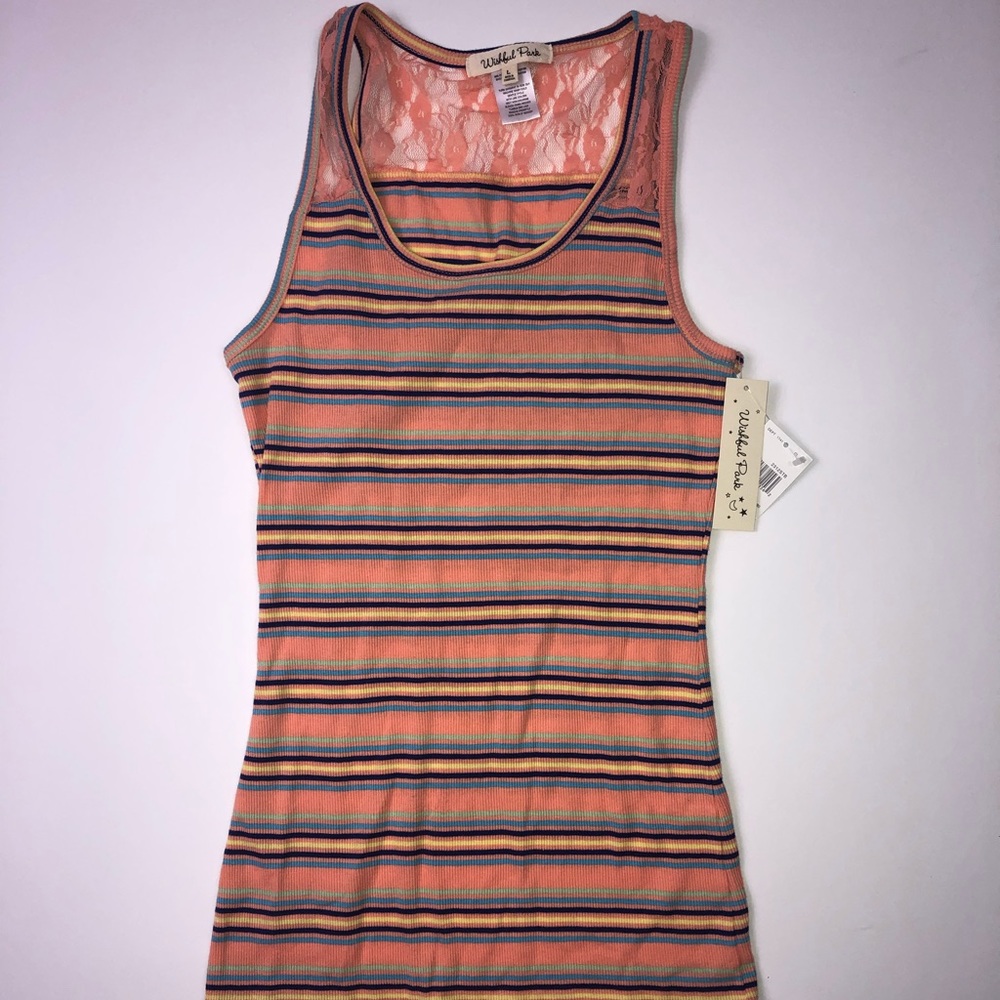 Wishful Park Tank Top In Salmon/Stripes Size L NWT